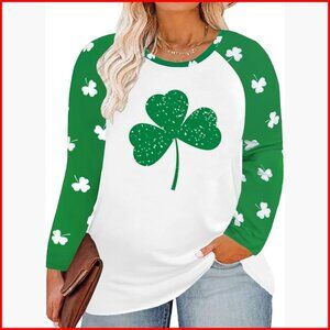 Plus Size Long Sleeve Glitter Pullover Tunic Top XL-5XL Casual Fall